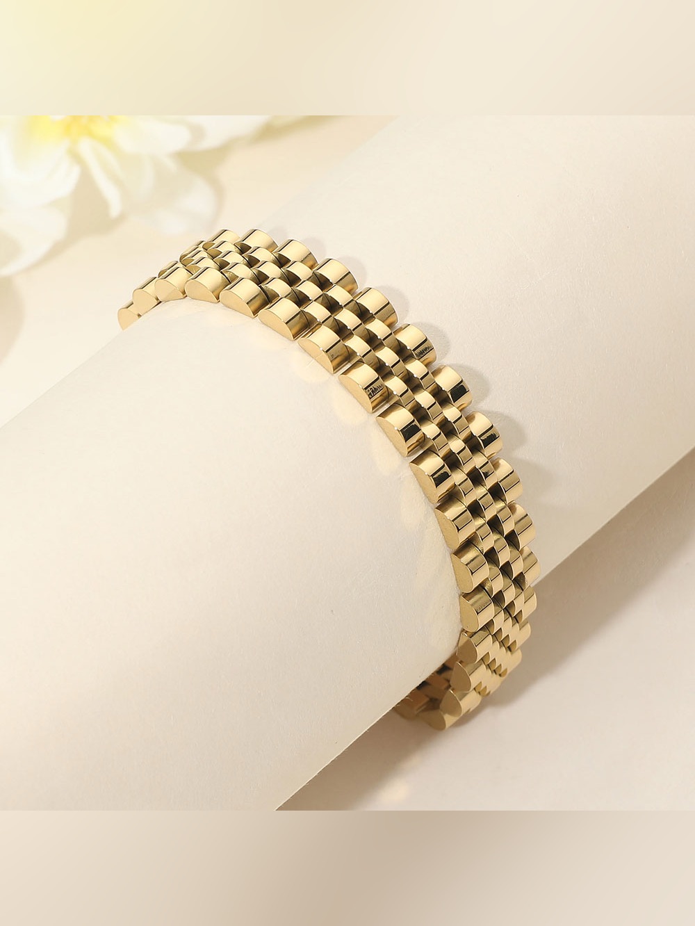Gold Dipped Stainless Steel Jubilee Style Link Chain Bracelet